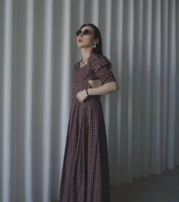 Ameri SEERSUCKER VOLUME HEM DRESS 퍼플 S