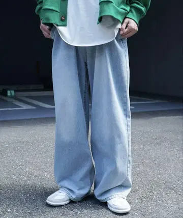 라이트 블루 데님 와이드 팬츠