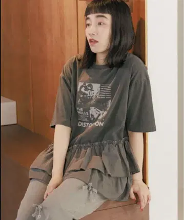 새상품 niko and - 니코앤드 부 콤비 프릴 락 T셔츠