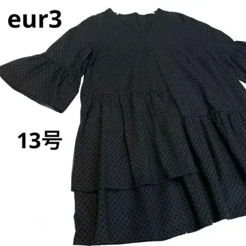 [ eur3 ] 에울 큐브 7부 소매 튜닉 블랙 도트 13호 XL LL