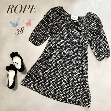 ROPE 변형 도트 무늬 퍼프 슬리브 원피스 튜닉 38 넉넉한 스타일