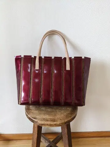 일본제 비닐 나일론 토트백 보르도
