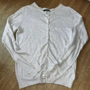 MACPHEE 린넨 라메 믹스 그레이 긴팔 가디건