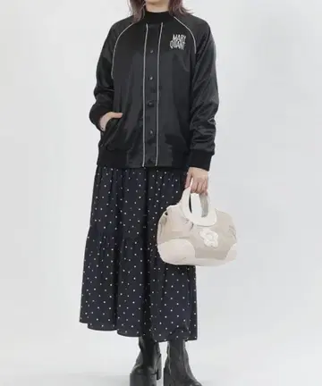 새상품급 MARYQUANT 데이지 도트 스커트 롱 기장 블랙 38