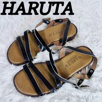 새상품급 HARUTA 하루타 가죽 샌들 L 일본제 더블 스트랩 브라운