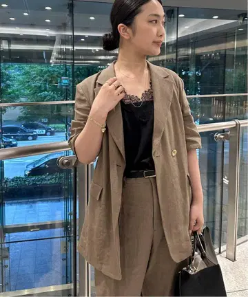 JOURNAL STANDARD L'ESSAGE 린넨 하프 슬리브 자켓