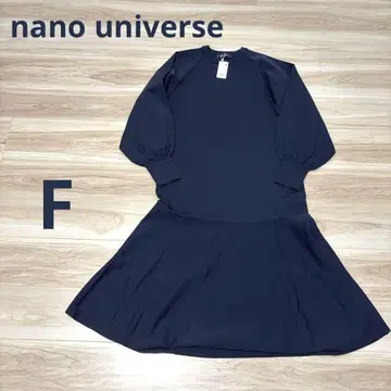 nano universe 밑단 페플럼 니트 원피스 네이비블랙