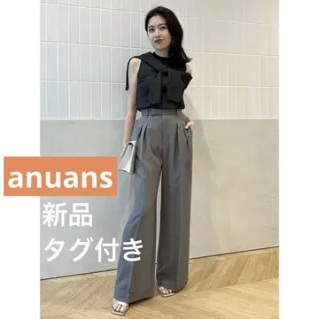 anuans/투 턱 와이드 팬츠/그레이