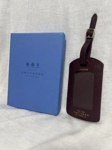 SMYTHSON 스마이슨 버건디 가죽 러기지 택