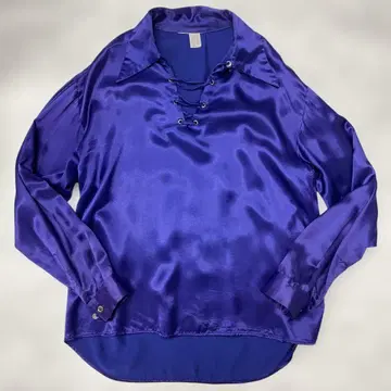 70's 새틴 레이스업 셔츠 구제 빈티지 페이드 미국제