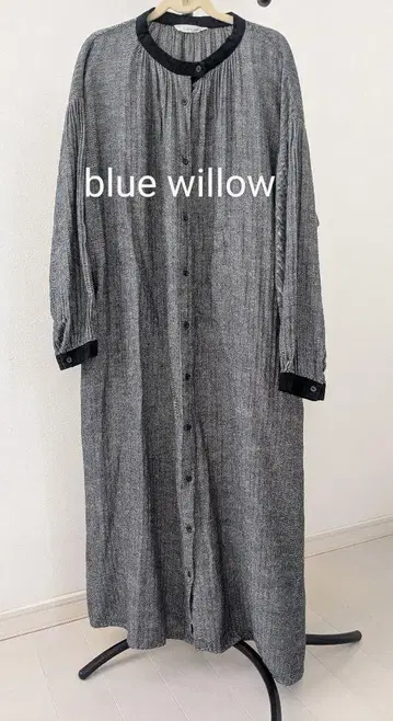 blue willow 면 린넨 원피스 프론트 오픈