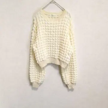 앙브르네주 팝콘 티셔츠 풀오버 화이트 프리