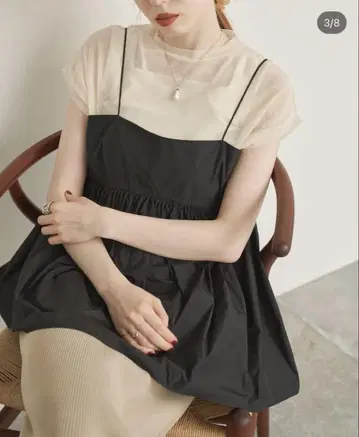 hinari 튤 프렌치 슬리브 상의 아이보리