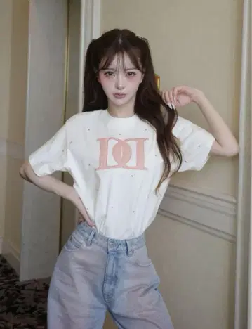 Darich 퀼팅 아플리케 비쥬 티셔츠