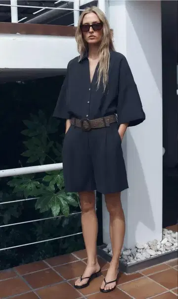 ZARA 와이드 숏 슬리브 셔츠 S