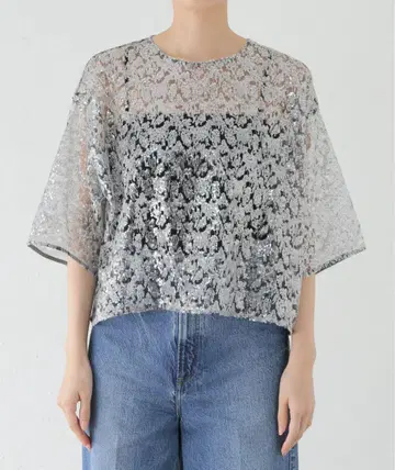새상품급 저널 스탠다드 24년 정가 1.6만 엔 시어 블라우스 실버