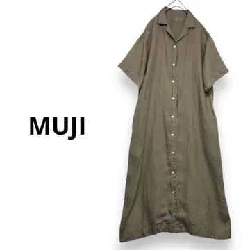 무인양품 프렌치 린넨 오픈 카라 셔츠 원피스 린넨 원피스 M -L