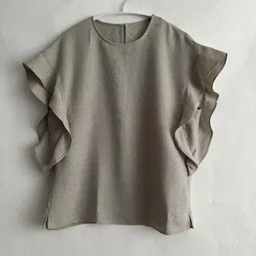 Spick and Span 린넨 같은 소매 플레어 블라우스