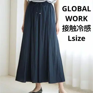 GLOBAL WORK 산뜻한 릴랙스 플레어 와이드 팬츠 L 사이즈