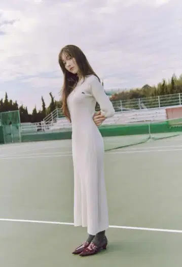 SNIDEL SNIDEL x LACOSTE 스키퍼 리브 니트 원피스