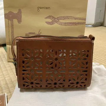 genten 겐텐 컷워크 파우치 브라운