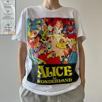 GG298 티셔츠 원더랜드의 앨리스 Alice 영화 무비 티 화이트 티