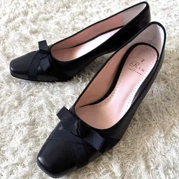 리즈라피네 펌프스 리본 가죽 블랙 24cm