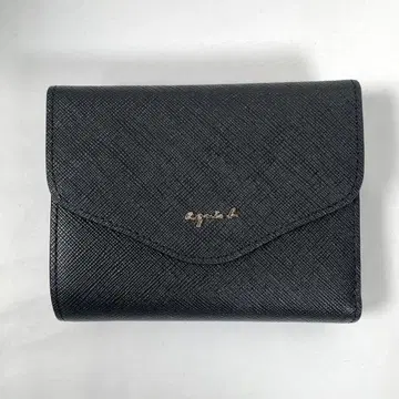 미사용 agnes b. 에네스베 3단 폴더형 지갑 가죽 블랙 현행 모델
