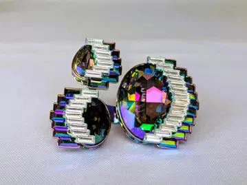 [ SWAROVSKI ] 퍼플 레인보우 칵테일 반지