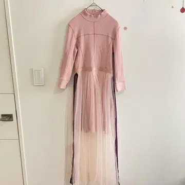 FUR FUR 퍼퍼 튤 콤비 골지 원피스