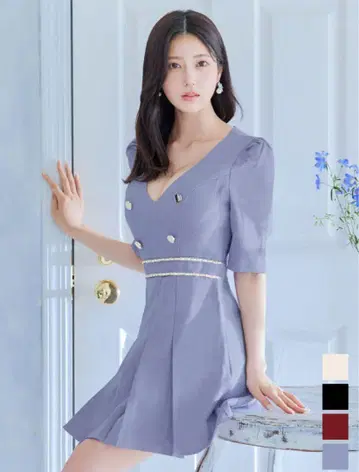 플리츠 트위드 드레스 쥬얼스