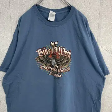 GILDAN 바이크 이벤트 프린트 워싱 블루 티셔츠 2XL