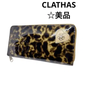 CLATHAS 새상품급 장지갑 꽃무늬 레오파드 무늬 인기 에나멜