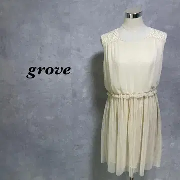 grove 원피스 미디 레이스 튤 비침 크림 M 4224