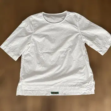 케이시 케이시 화이트 코튼 5부 소매 셔츠