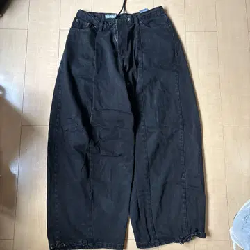 Covington 블랙 와이드 레그 데님 리메이크 리컨스트럭션