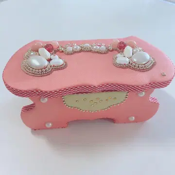핑크 펄 장식 수납 박스