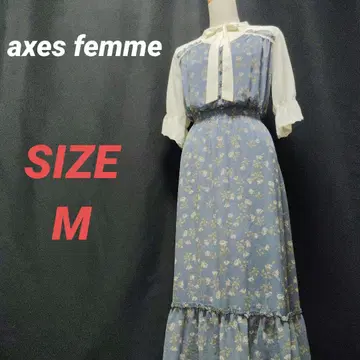 axes femme 엑시즈팜 꽃무늬 롱 원피스 리본 타이 M