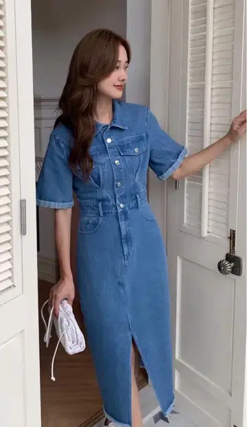 BIRTHDAY BASH DENIM SHIRT SLIT DRESS