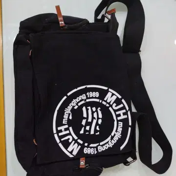 MJH 캔버스 숄더백 블랙