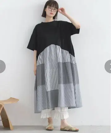 lupilien 루피리앙 접촉 냉감 삼각형 패치워크 원피스 넉넉한 스타일