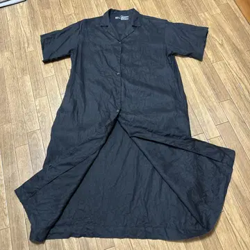 무인양품 린넨 100% 블랙 반팔 셔츠 원피스 M-L