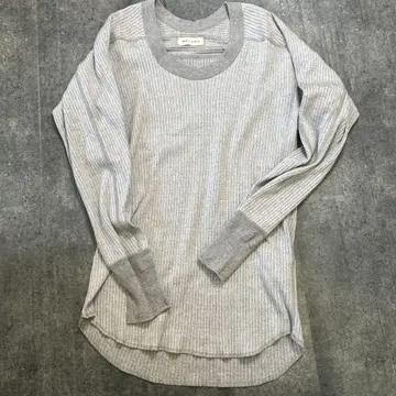 MEYAME 오브롱 넥 리브 풀오버 그레이 메야메