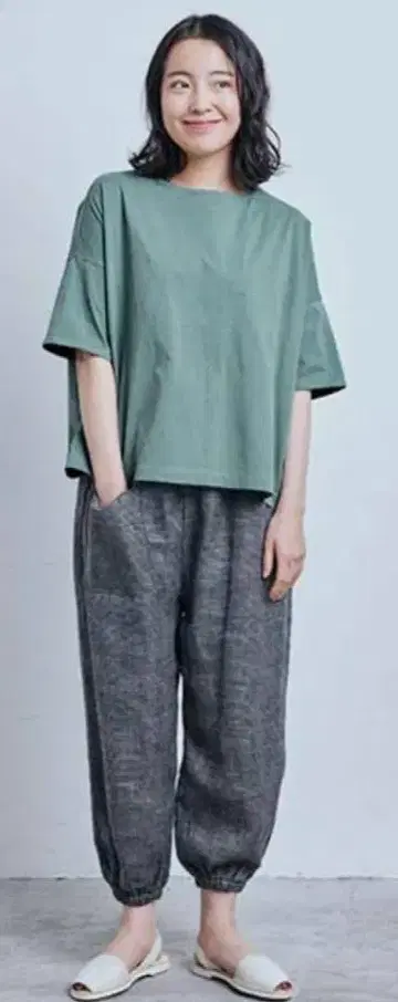 나카가와 마사시치 상점 면 소금 수축 가공 와이드 풀오버