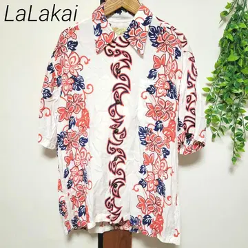 LaLakai 라라카이 알로하 셔츠 하이비스커스 화이트 구제 의류 하와이