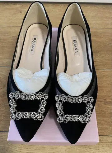 DIANA 비쥬 장식 플랫슈즈 25cm 블랙