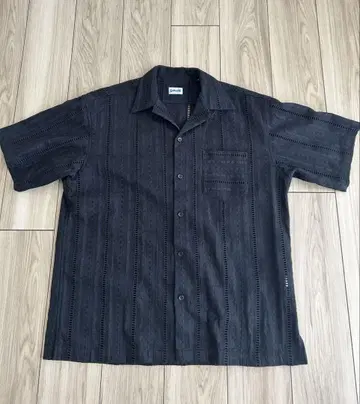 Schott CR SHIRT 'EMBROIDERY XL 블랙 자수 셔츠