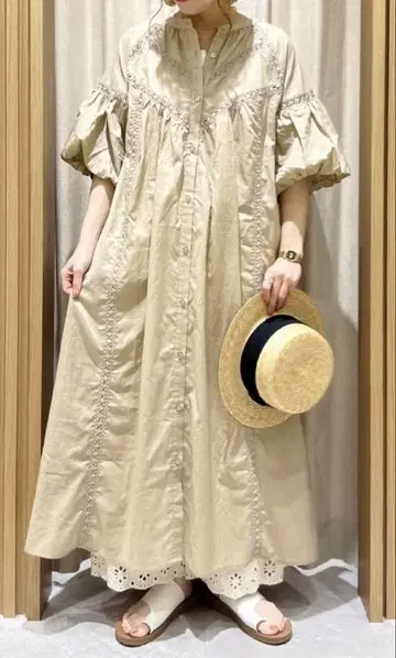 사만사 모스모스 벌룬 슬리브 레이스 원피스