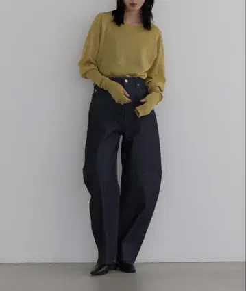LIAN 센터 솔기 커브 데님 팬츠