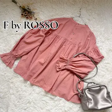 F by ROSSO 볼륨 슬리브 블라우스 절개 개더 핑크